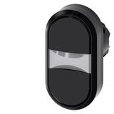 Twin pushbutton, 22 mm, round, plastic, black, black, pushbuttons, flat,...3SU1000-3AB11-0AA0-Z Y12