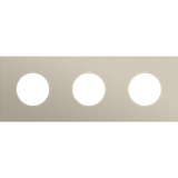 Threefold faceplate, 71 mm centre distance, for 3 socket outlets, Niko Rocker and Niko Toggle, steel champagne coated