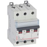 DX³6000 10kA high inlet and low outlet screw circuit breaker 3P 400~ - 4A - curve D - for traditional HX³ comb