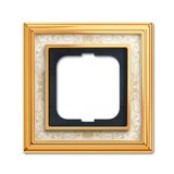 1721-836-500 Cover Frame 1gang(s) polished brass decor ivory white - Busch-Dynasty