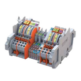 WAGO 16-track measuring strip 2 current connectors in each phase with fuses and signaling without additional circuits. Measuring station with parallel modules 230V