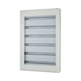 Complete surface-mounted flat distribution board with window, grey, 33 SU per row, 6 rows, type C