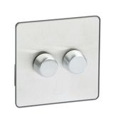 Synergy™ Sleek - Push on/off 2 gang 2-way rotary dimmer - 400W - Brushed Stainless Steel