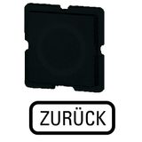 Button plate for push-button, Inscription: ZURÜCK, 25 x 25