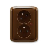 5593A-C02357 H Double socket outlet with earthing pins, shuttered, with turned upper cavity, with surge protection