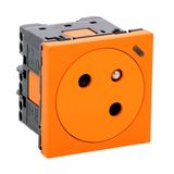 2P+E power socket Surface with Mosaic Link indicator light, side connection 2 modules - antimicrobial orange