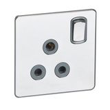 Synergy™ Sleek - 1 gang switched single pole socket outlet 15A - Polished Stainless steel