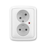5593A-C02357 B Double socket outlet with earthing pins, shuttered, with turned upper cavity, with surge protection
