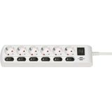 Extension socket individually switchable 6-way 2m H05VV-F 3G1.5 white
