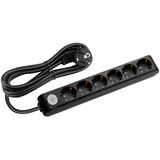 X-tendia Black Six Gang Socket Switch Earth Cable CP 5M