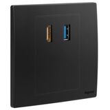 Mallia Senses - HDMI socket outlet with USB A data socket transfer - Matt Black