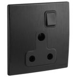 Mallia Senses - 1 gang BS switched socket outlet - 15A - Brushed Black