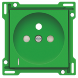 Finishing set with transparent lens for socket outlet with voltage indication, pin earthing and shutters, flush-mounting depth of 28.5mm, green