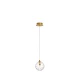 Brass Gold Metal Clear Structured Glass LED G9 1x5 Watt 230 Volt IP20 Bulb Excluded D: 12 H: 200 cm Adjustable Height