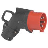 Angled plug Hypra - IP 44 - 380/415 V~ - 32 A - 3P+N+E - rubber