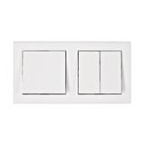 Set on/off switch, series switch with 2gang frame, white