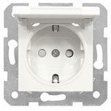 Socket outlet, flap cover, screw clamps, white