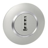 Dooxie T-shaped telephone socket delivered with round aluminum plate with chrome effect ring - blister packaging