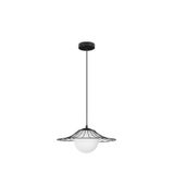 Matt Black Metal  & Opal Glass   LED E27 1x12 Watt 230 Volt  IP20 Bulb Excluded  D: 36 H: 115 cm Adjustable height