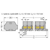 4-conductor terminal strip without push-buttons with fixing flanges gr