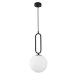 Matt Black Metal   Opal Glass  LED E27 1x12 Watt 230 Volt  IP20 Bulb Excluded  D: 25 H1: 56 H2: 120 cm Adjustable height