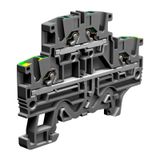 Push-in terminal block 2.5mm2, 2-levels, feed-through+earth, grey color