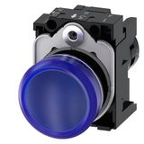 Indicator lights, compact, 22 mm, round, plastic, blue, lens, smooth,  3SU1201-6AB50-1AA0