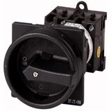 Main switch, T0, 20 A, rear mounting, 2 contact unit(s), 4 pole, STOP function, With black rotary handle and locking ring