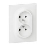 Double compact monobloc power socket easyréno 2P+E dooxie 16A delivered with white square plate