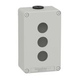 Harmony XAP, XB2 SL, Empty control station, zinc alloy, grey, M20, 3 cut-outs 22mm, 80 x 130 x 51,5, UL cULus