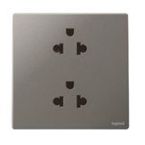 Mallia Senses - 1 gang EURO/US socket outlet - 16A - 2 x 2 Poles with earth - Dark Silver