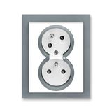 5593M-C02357 44 Double socket outlet with earthing pins, shuttered, with turned upper cavity, with surge protection ; 5593M-C02357 44