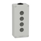 Harmony XAP, XB2 SL, Empty control station, zinc alloy, grey, M25, 4 cut-outs 22mm, 80 x 175 x 51,5