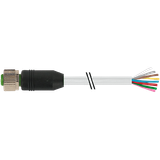 M12 female 0° A-cod. with cable PUR 2x1.5 gy UL/CSA+drag ch. 15m
