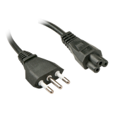 2m IT to C5 Mains Cable Italian Mains Plug to IEC C5 Connector