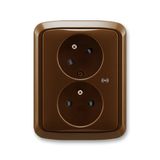 5583A-C02357 H Double socket outlet with earthing pins, shuttered, with turned upper cavity, with surge protection