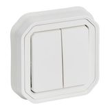 Plexo double alle-retour switch or double switch button, White