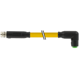 M8 male 0°/M8 fem. 90° A-cod. snap-in PUR 3x0.25 ye+robot+dragch. 1.5m