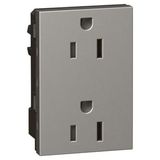 Socket Arteor - US - 15 A / 127 V - 2 x 2P+E - 3 modules - magnesium