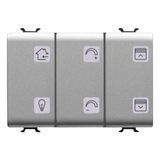PUSH-BUTTON PANEL WITH INTERCHANGEABLE SYMBOLS - WITH SWITCH ACTUATOR - KNX - 6+1 CHANNELS - 3 MODULES - TITANIUM - CHORUS