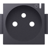 Finishing set for connected switching socket outlet with pin earthing and control button, anthracite coated