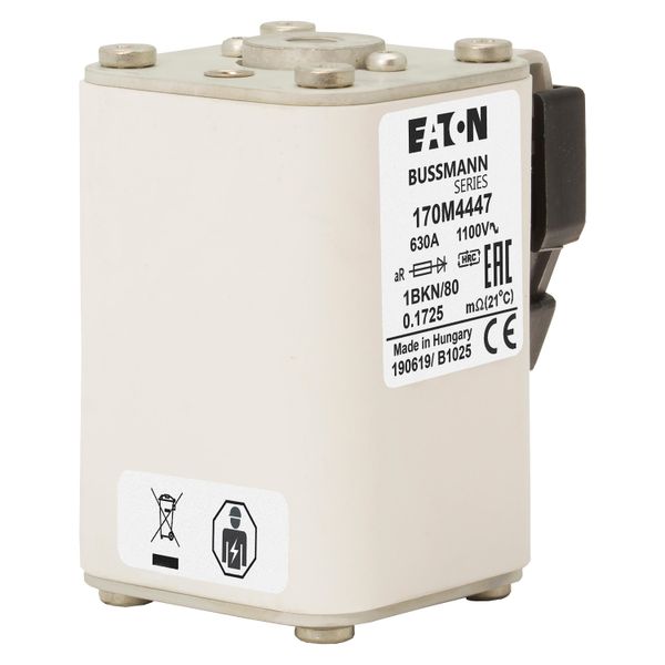 Fuse-link, high speed, 630 A, AC 1100 V, size 1, 53 x 69 x 80 mm, aR, IEC, UL, single indicator image 10