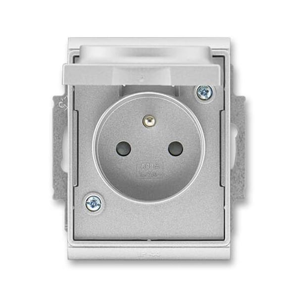5518E-A02999 08 Socket outlet with earthing pin, shuttered, with hinged lid, IP 44 image 1