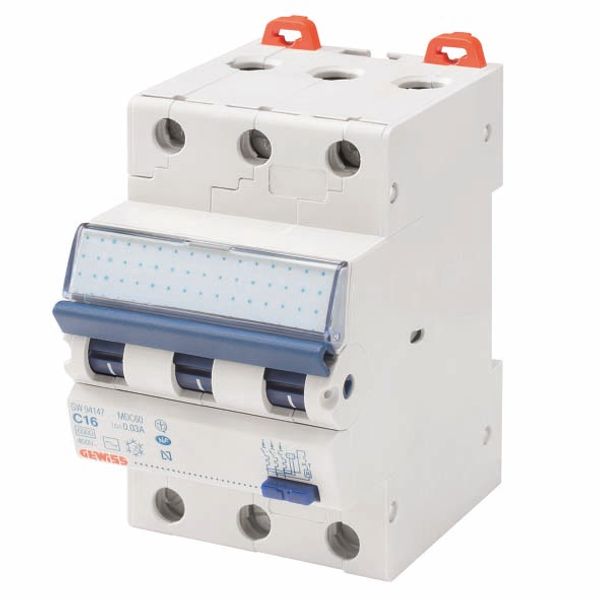 COMPACT RESIDUAL CURRENT CIRCUIT BREAKER WITH OVERCURRENT PROTECTION - MDC 45 - 3P CURVE C 25A TYPE A Idn=0,3A - 3 MODULES image 2