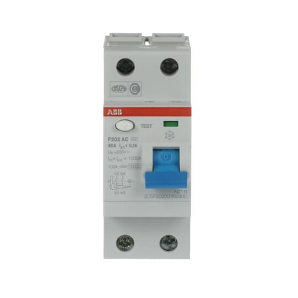 F202 AC-80/0.1 Residual Current Circuit Breaker 2P AC type 100 mA image 4