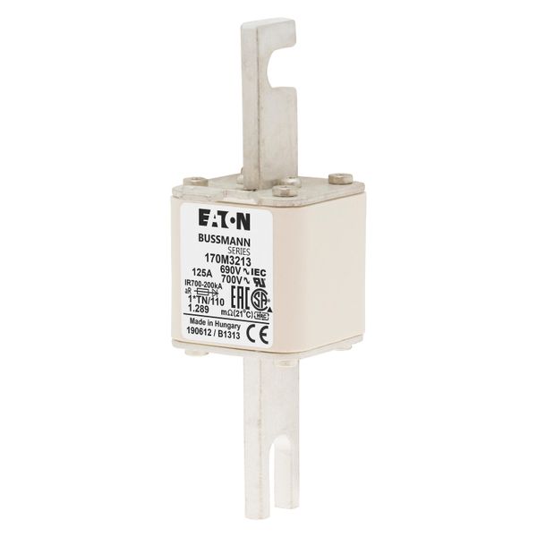 Fuse-link, high speed, 125 A, AC 690 V, compact DIN 1, 45 x 58 x 134 mm, aR, DIN, IEC, single indicator, 80 mm centres image 3