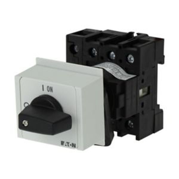 On-Off switch, P1, 40 A, service distribution board mounting, 3 pole + N, with black thumb grip and front plate image 3