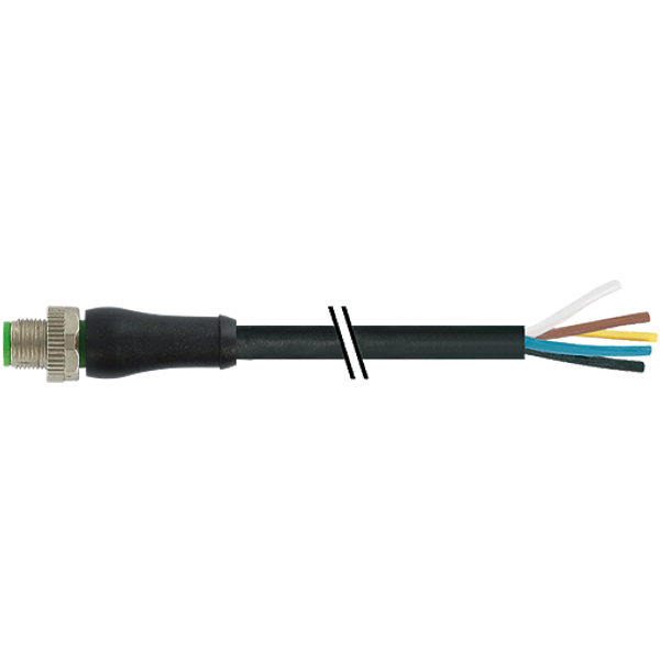 M12 Power male 0° L-cod. with cable PUR 5x1.5 bk UL/CSA+drag ch. 55m image 1