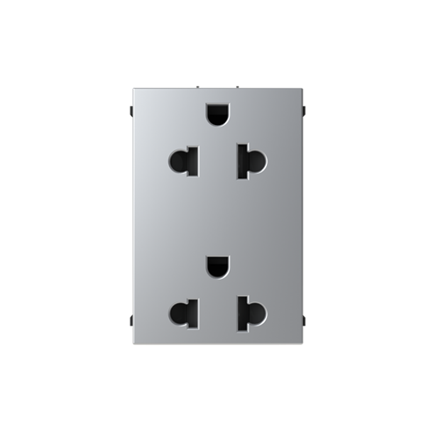 N2338 PL Socket outlet EU/US 2P+E Silver - Zenit image 1