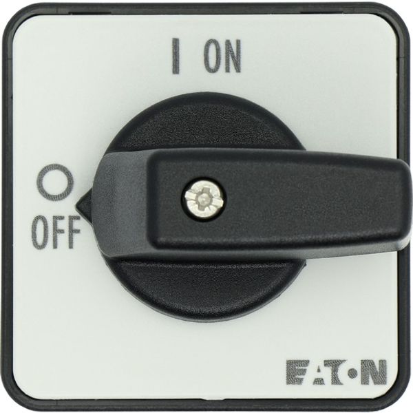 On-Off switch, T0, 20 A, centre mounting, 3 contact unit(s), 6 pole, with black thumb grip and front plate image 3